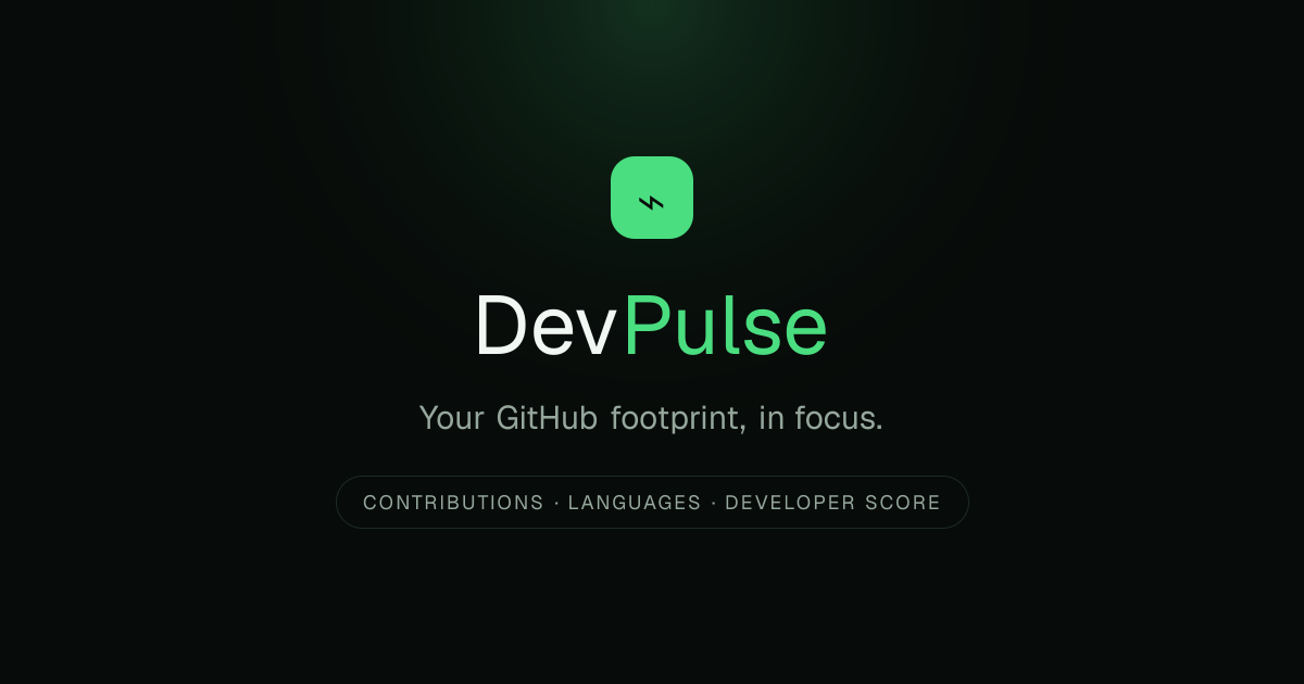 DevPulse — GitHub analytics, in focus